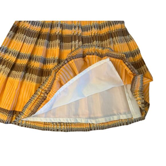 Vintage S Women Yves Martin France Pleated Printed Midi Skirt Striped Retro - Picture 3 of 6